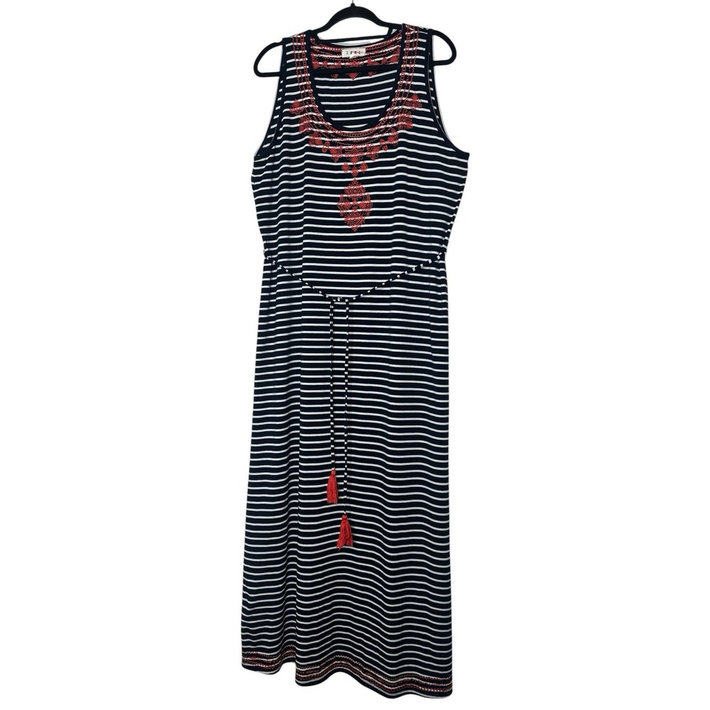 Anthropologie THML maxi Dress Women's 2X Plus Stretch‎ Sleeveless Embroidery